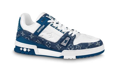 louis vuitton lv trainer monogram denim white blue|LV Trainers .